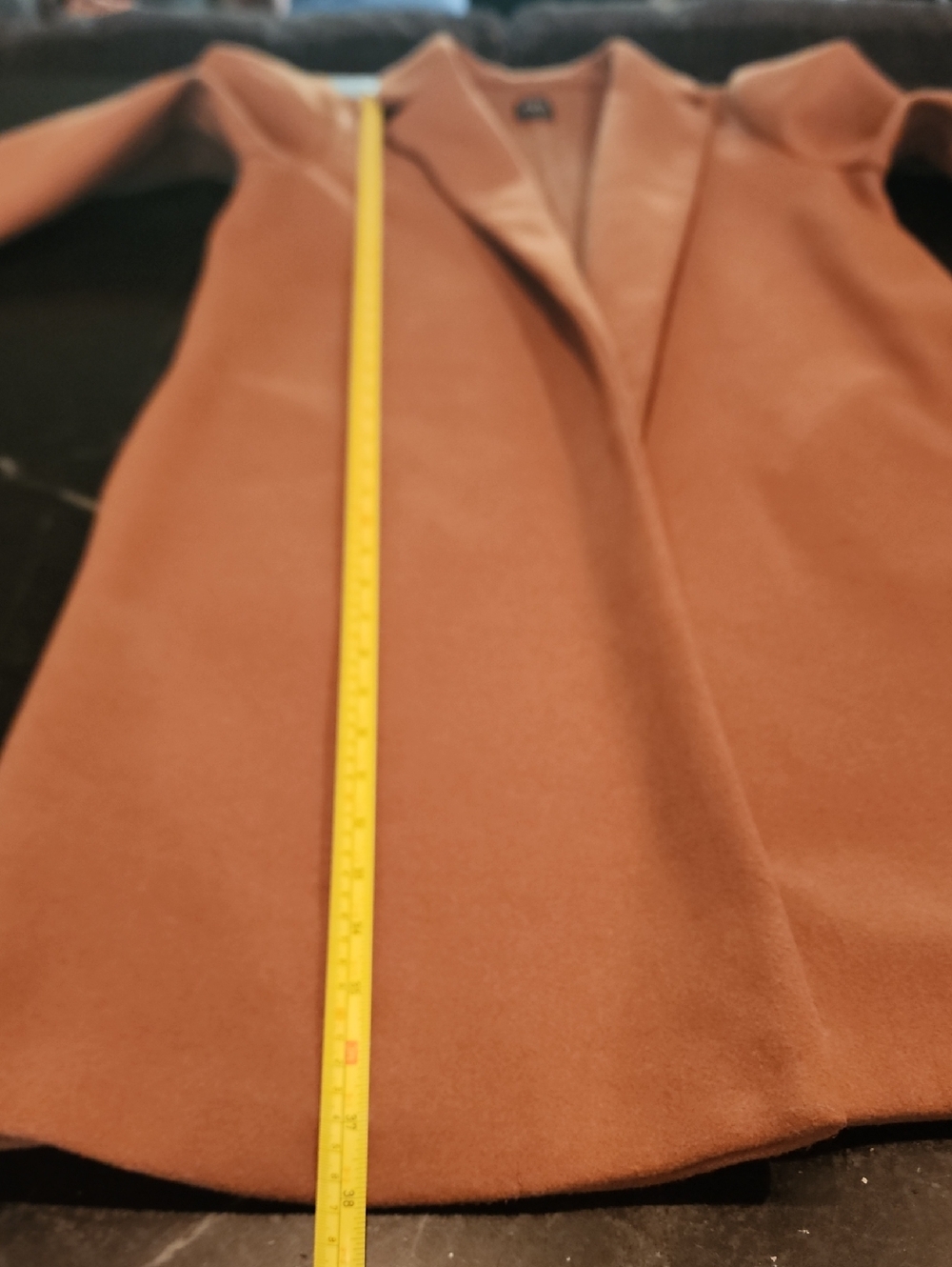 Zara Camel Long Open Front Coat Size Medium - Picture 8 of 12